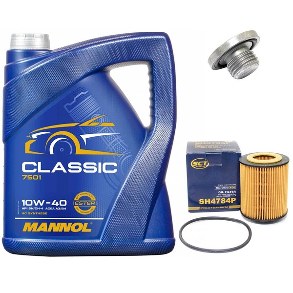 MotoröL Set 10W-40 5 Liter + ÖLfilter + ÖLablassschraube FüR Opel Vectra B Astra-image