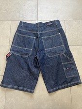 Vintage PF Original Brand Logo Wide Leg Baggy Jean Urban Rap Hip Hop Shorts 36