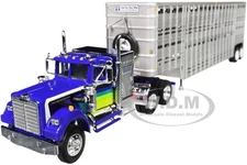 WHITE WESTERN STAR 4900 SLEEPER W/TRAILER BLUE 1/64 BY DCP/FIRST GEAR 60-1944