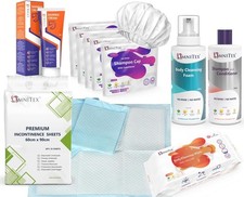 Paquete para el cuidado de la incontinencia - Grande | Inc: 25pk Omnitex 60x90 cm almohadillas para cama, 5x sin enjuague