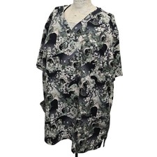 Jurassic World Dominion Scrub Top Mens Large Camo Dinosaur V-Neck Short Sleeve