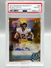 2021 Bowman U Chrome BLAKE CORUM Auto 1st Gold Ref /50 RC Michigan Rams PSA 10