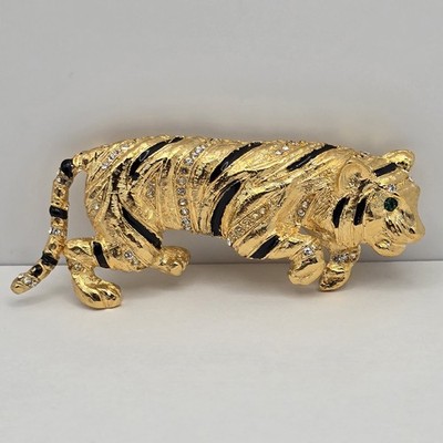 Alexis Kirk  Tiger Brooch w/Stone & Enamel Accents VINTAGE MINT NEVER WORN! RARE
