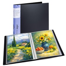 11x14 Art Portfolio Folder with Plastic Sleeves, 24-Pocket Portfolio Binder