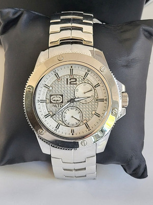 Marc Ecko UNLTD Men's Silver Tone Crystal Accent Chronograph Watch E16545G1 NIB