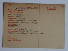 Switzerland 1941 WWII Prisoner War PoW Frontstalag 182 Lejeune Buisson Oise Card