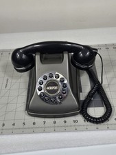 Metropolis Vintage Style Desk Phone Push Button Retro Style Black Silver Conair