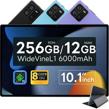 10 inch Android 14 Tablet, Octa-Core TouchScreen 12GB RAM 256GB ROM Dual Camera