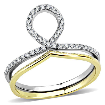 Two Tone IP Plated Open Pear Midi Ring Set