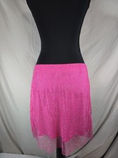 Sincerely Jules Skirt Womens L Large Cerise Mesh Overlay Rhinestone Lined Mini
