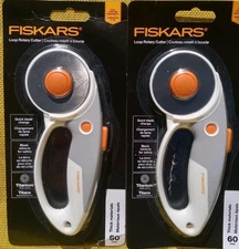 (2) Fiskars 60mm Rotary Cutter for Fabric with Ergonomic Loop Grip And Comfort