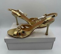 New Women's 'Wheres That From' Gold Crease Heeled Sandals Size UK 6- Regular Fit