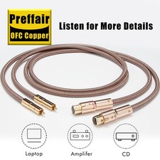 1Pair High Purity OFC Copper 2XLR to 2RCA Cable Gold Plated Connector