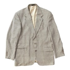 Oscar De La Renta Blazer Men 40R Silk Wool Plaid Sport Coat Jacket Houndstooth L