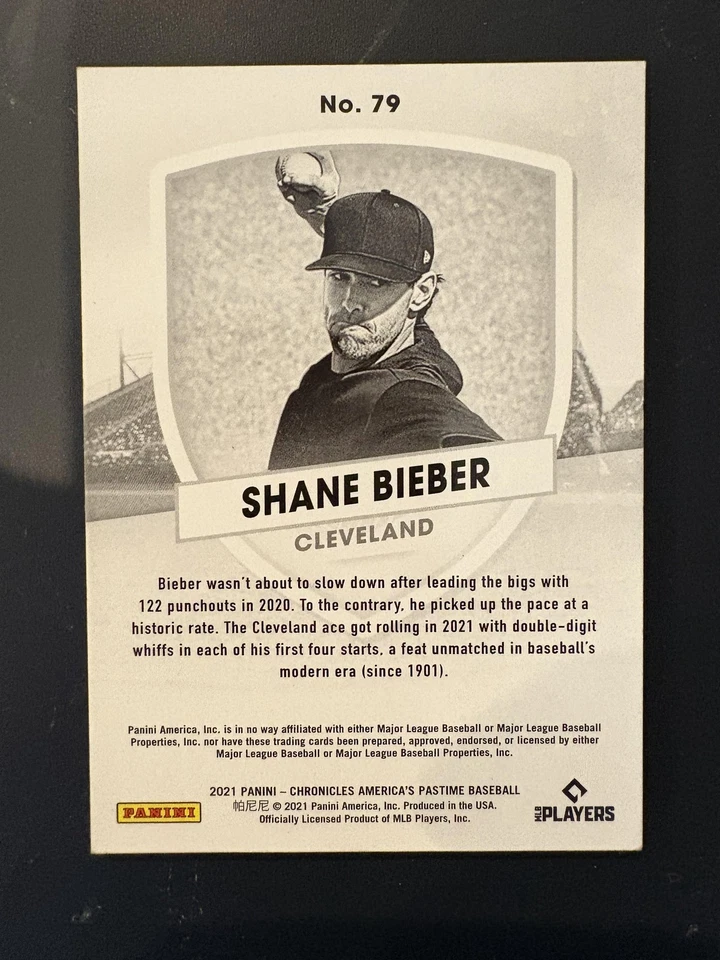 2021 Panini Chronicles Shane Bieber #79 JM - Image 2 of 2