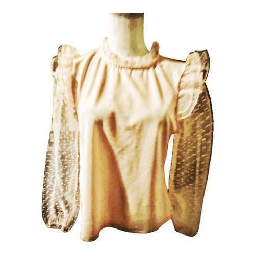 Marc NYC Tulle Ruffle Puff Sleeve Blouse Size Medium