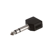 6.35mm Stereo Male Plug to 2x 3.5mm Stereo Female Jack Audio Adapter Y-Splitter