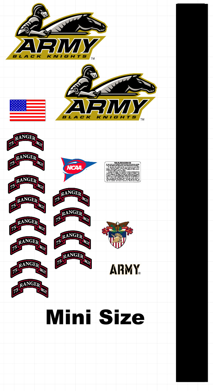 Army Black Knights football helmet decals mini size