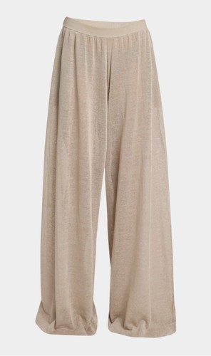 ALAIA Paris Women Pants In Silk Linen Knit Fluid Pants Beige Clair Size 34 $2600