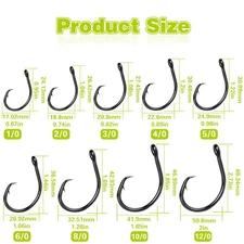 50Pcs Fishing Octopus Big Game Circle Hook 1/0-12/0 Ultra Sharp Offset Saltwater