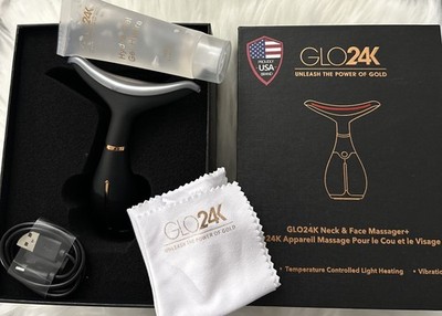 GLO24K Neck & Face MASSAGER LED TEMPERATURE CONTROLLED LIGHT Heating with Gel