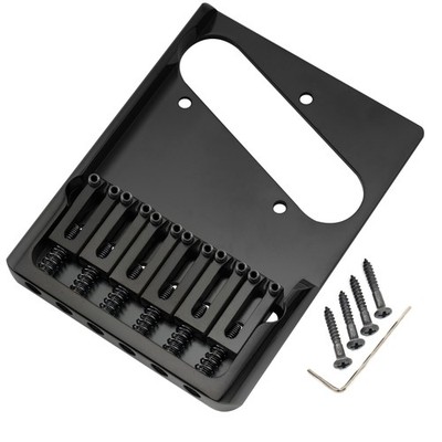 Musiclily Ultra Black 54mm Full Solid Brass Heavy Duty For Tele Guitar Bridge