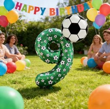 2pcs 40" FOOTBALL Boys Girls Ball Green Number Birthday Party FOIL HELIUM Ballon