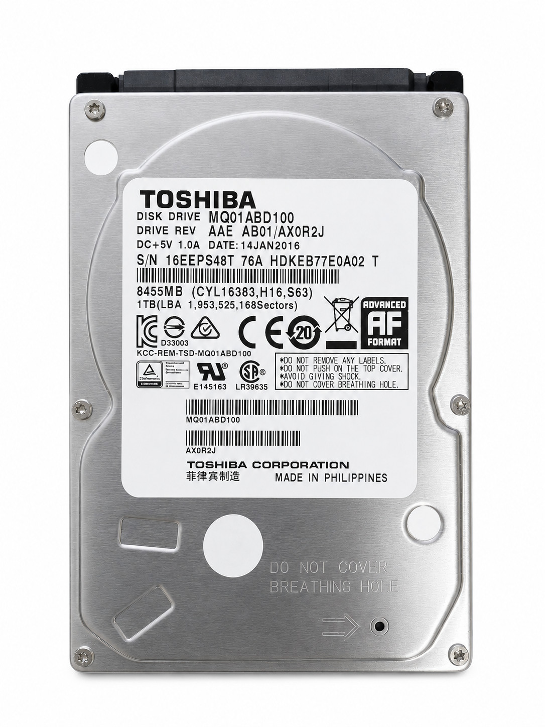 Toshiba MQ01ABD100 1TB HDD 2.5" SATA 5400RPM 8MB Notebook