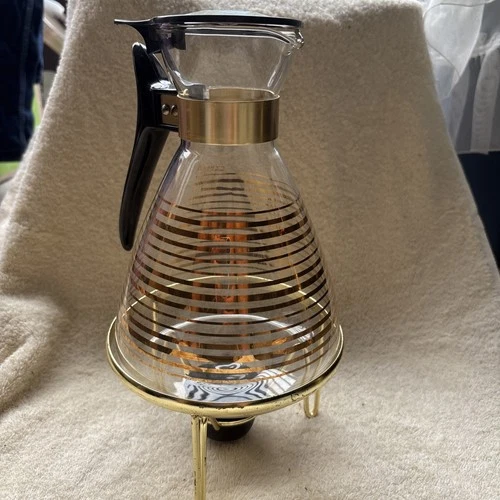 Vintage PYREX Glass Coffee Pot Carafe w/ lid Candle Warmer Stand ,Candle Vessel