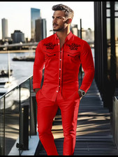 Men's Outfit 2 Piece Set Shirt  Pants Suit PLUS SIZE BIG 4XL