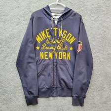 Roots Of Fight Mike Tyson Kid Dynamite Zip Up Hoodie Size XL Blue Yellow