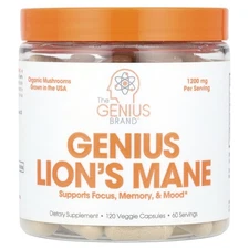 Genius Lion's Mane, 120 Veggie Capsules (600 mg per Capsule)