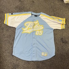 Vtg FUBU Jersey Mens XL The Collection League 05 2005 Baseball 2000s Blue Yellow