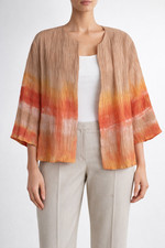 Chico  s Size 1 Textured Open Front Jacket Kimono Sunset Ombre Orange Tan Light