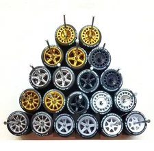 10 Sets Bridgestone & Advan MIX 11mm Rims & Real Rider Rubber Tires Hot Wheels