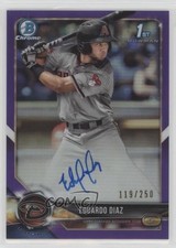 2018 Bowman Chrome Prospect Purple Refractor /250 Eduardo Diaz #BCPA-ED Auto 2f9
