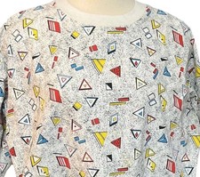 Vintage 80 s Reversible Geometric Shirt Heavy Duty 3/4 Sleeves