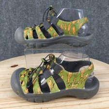 Keen Newport H2 Sandals Youth 5 Fisherman Drawstring Fish Print Green Yellow