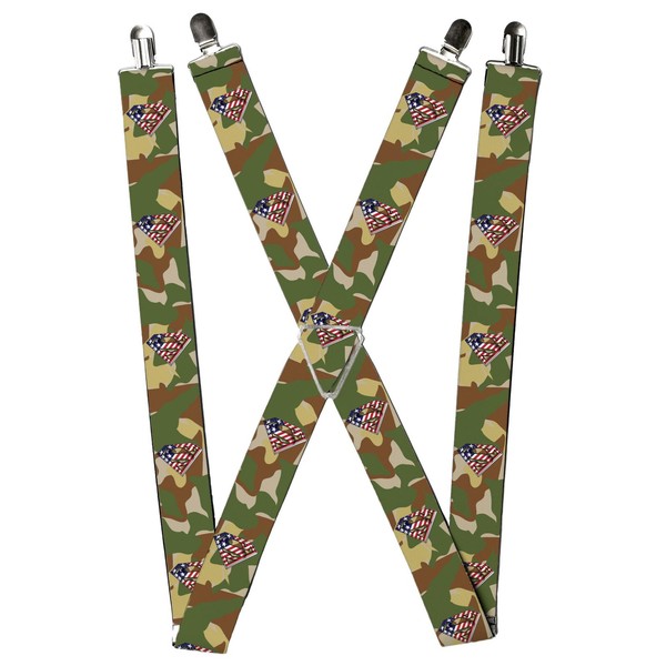 Buckle-Down Suspenders-Americana Superman Shield/Camo Olive 1.5-Inch (Us Import)-image