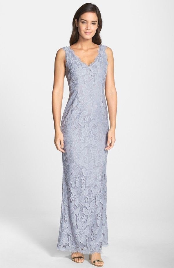 Adrianna Papell Lace Dress Gown Grey/Grayish Blue US size 6 | eBay Adrianna Papell Lace Dress Gown Grey/Grayish Blue US size 6 | eBay
