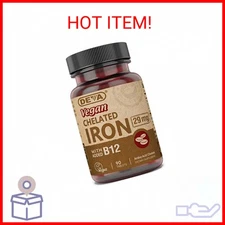 Deva Nutrition Vegan Chelated Iron 29 mg Fortified with B-12 - High Potency, Eas