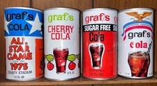 (4)EMPTY 12oz Graf’s Cola Soda Can by Graf’s in Milwaukee WI