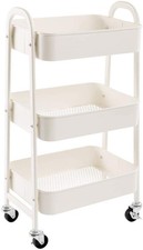 Storage Trolley on Wheels Kitchen Trolleys Metal 3 Tier Trolley for Book Beauty