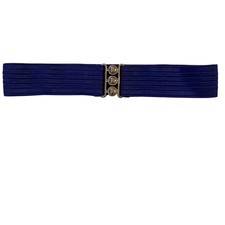 Vintage Royal Blue Wide Elastic Waist Belt Large clasp Closure 80s 90s