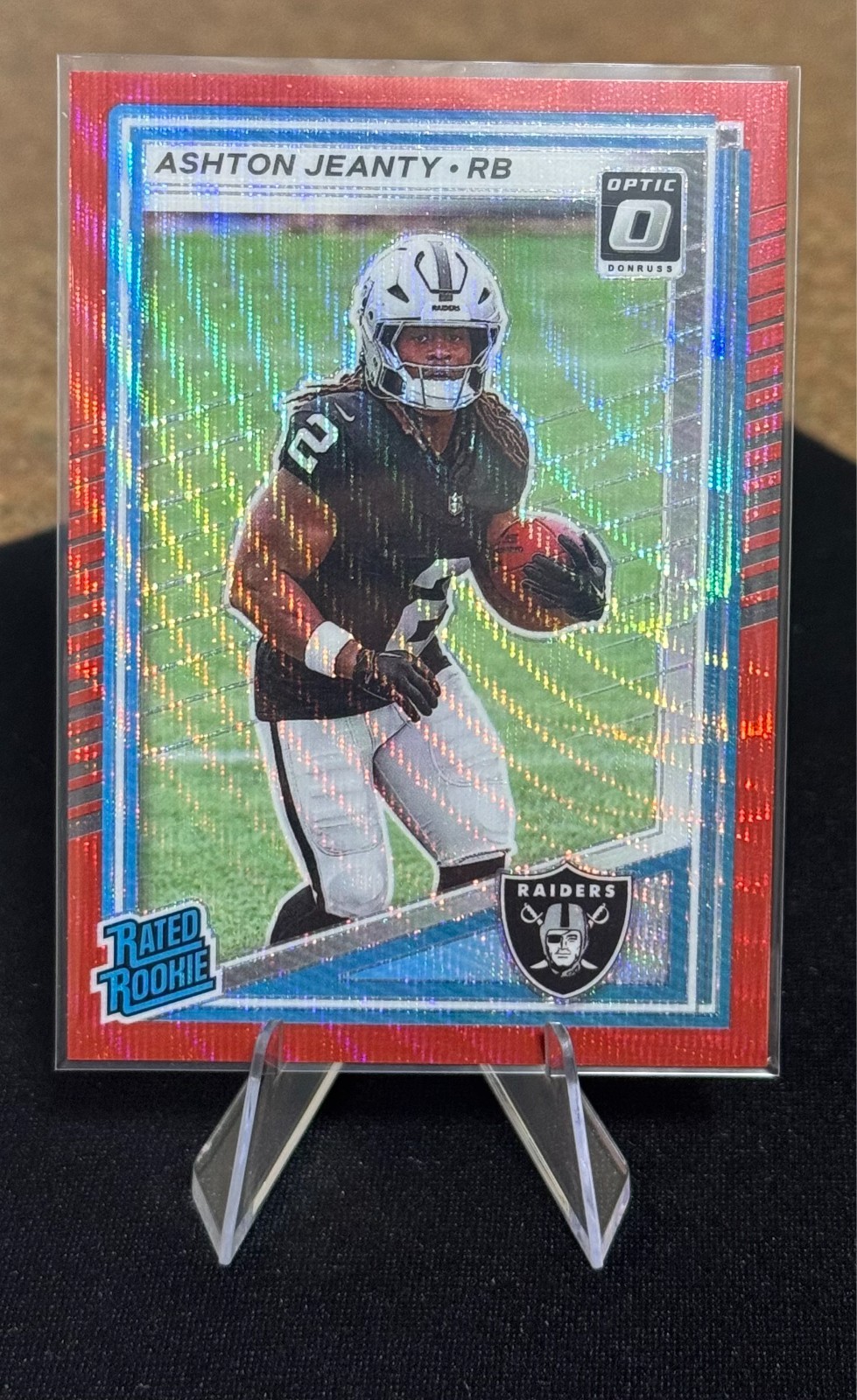 2025 Donruss Football Ashton Jeanty #305 Red Wave Optic Preview RC Raiders