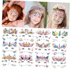 Face Temporary Tattoos for Girls - 15 Sheets Party Pack, Unicorn Face Tattoos