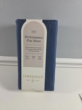 Threshold Performance Flat King Sheet Navy 400 Thread Count NEW