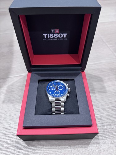 Tissot PRS 516 Blue Dial Chronograph Quartz 40mm SS Bracelet Box Papers