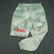 Peanuts x Parks Project Pants Mens XS Green White Snoopy Tie Dye Jogger Athletic