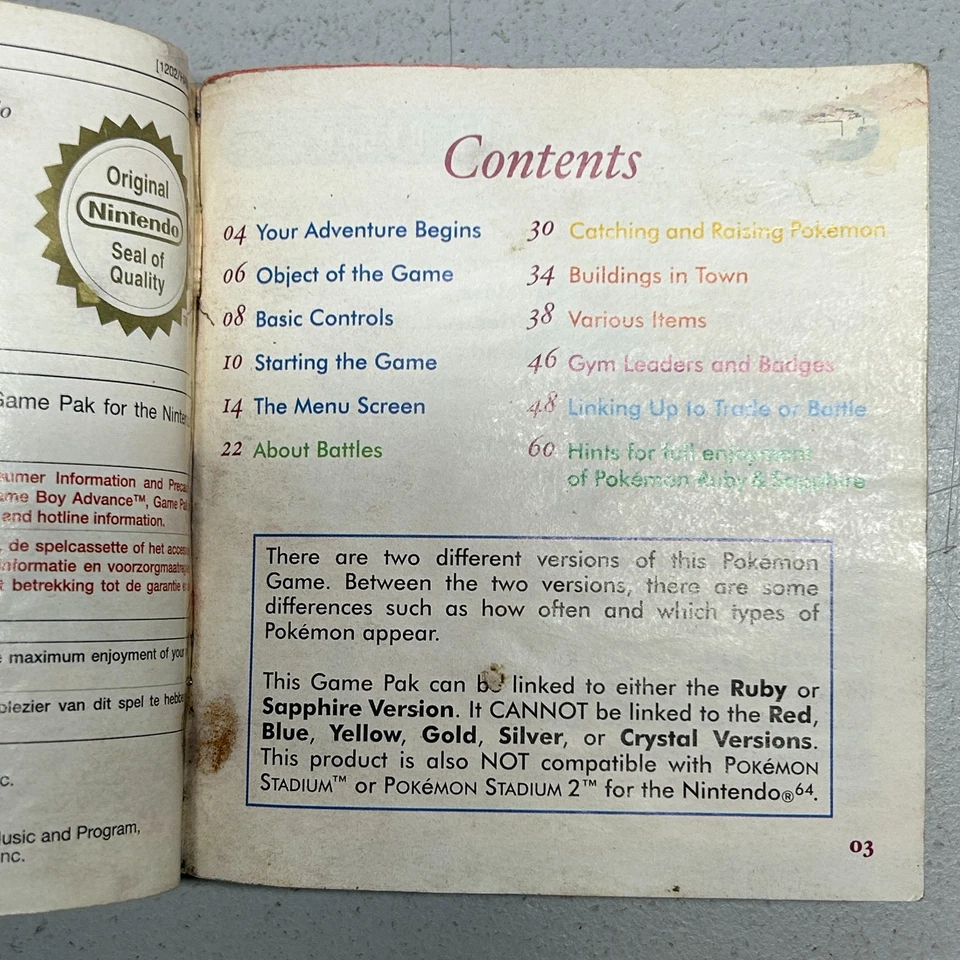 Vintage Nintendo GBA Pokémon Trainer's Guide Ruby/Sapphire 2003 GUIDE ONLY - Image 4 of 4